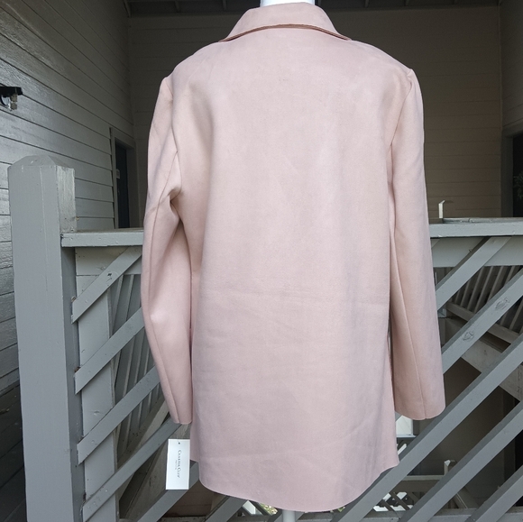 Charter Club Faux Suede Blush Pink Soft Blazer Cardigan Women's Sz Large Petite - Picture 4 of 9